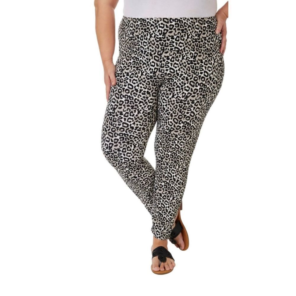 KHAKIS & CO WOMEN’S 3X Plus Suave Leopard Leggings - Black Multi Print - Picture 8 of 9